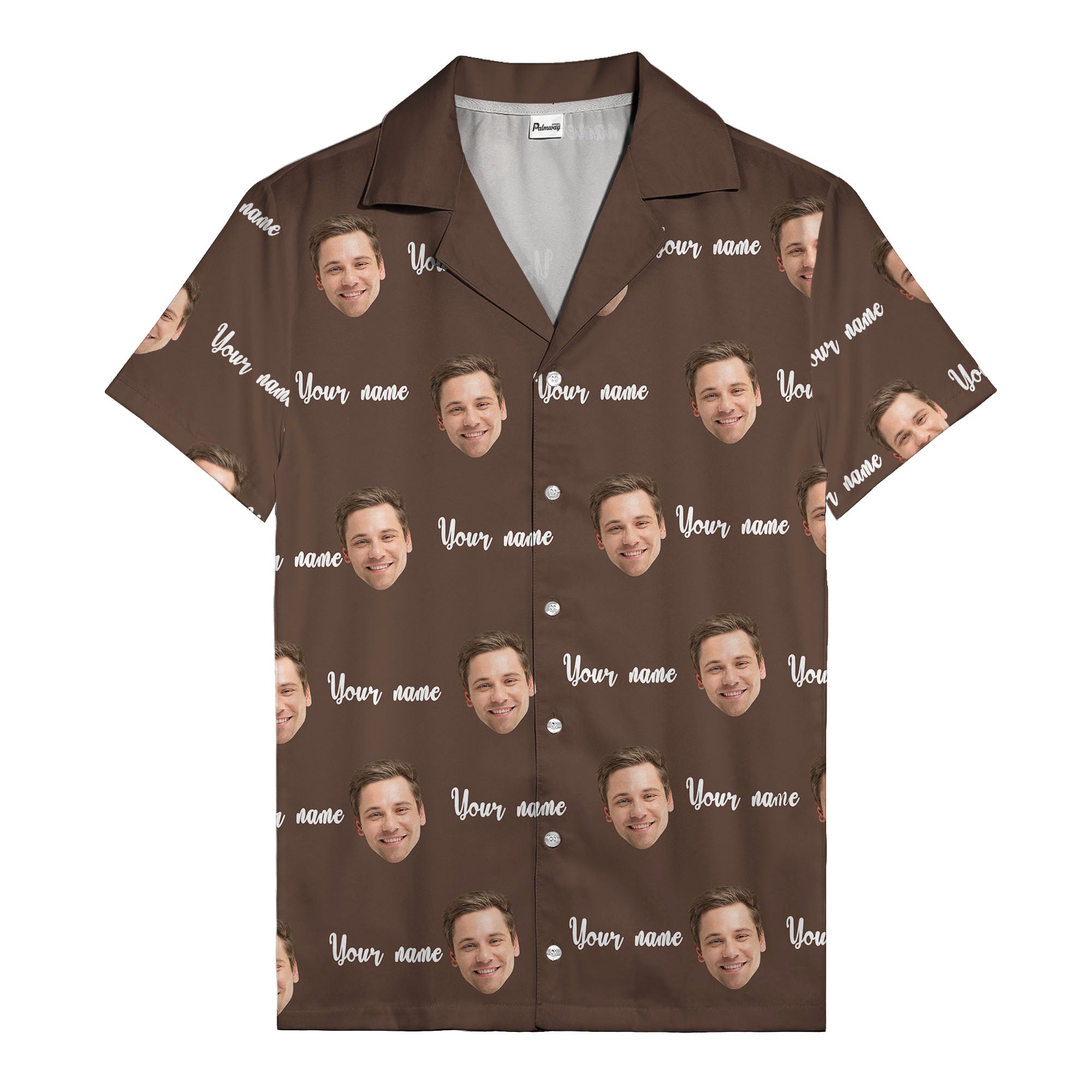 custom face portrait & personalized text repeat hawaiian shirt