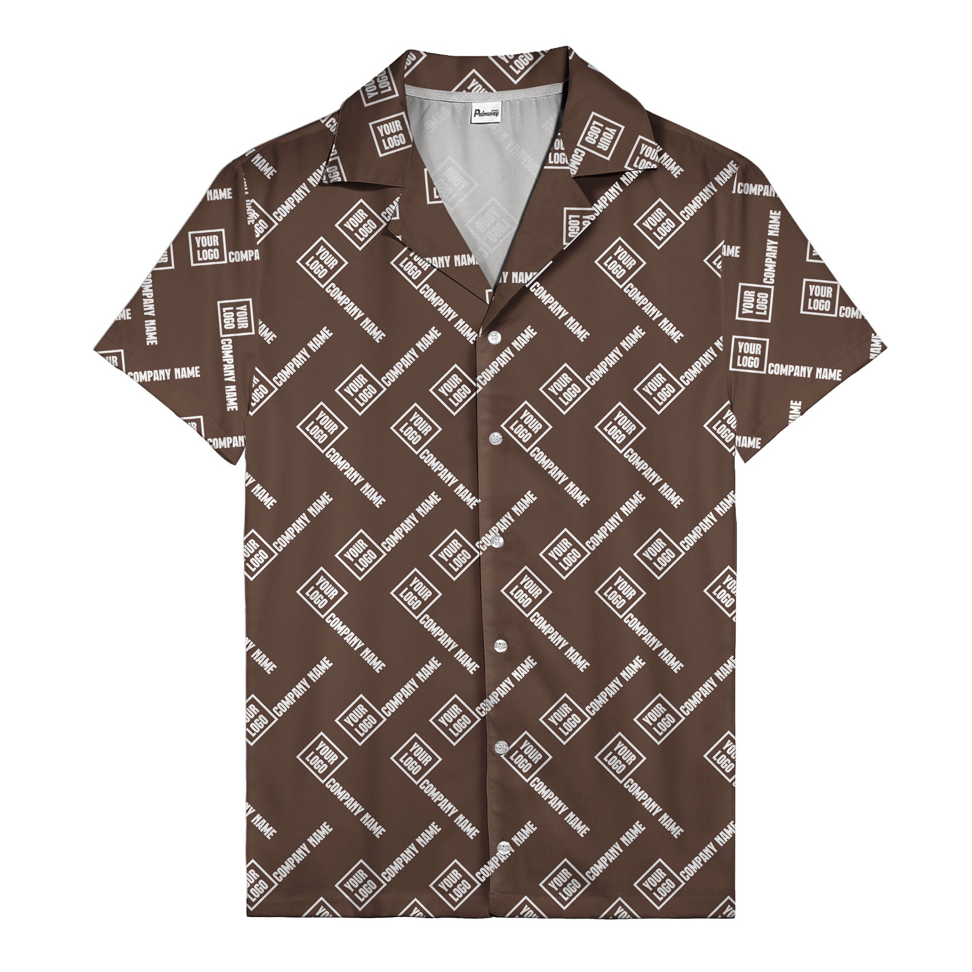 custom logo & company name repeat black hawaiian shirt for men
