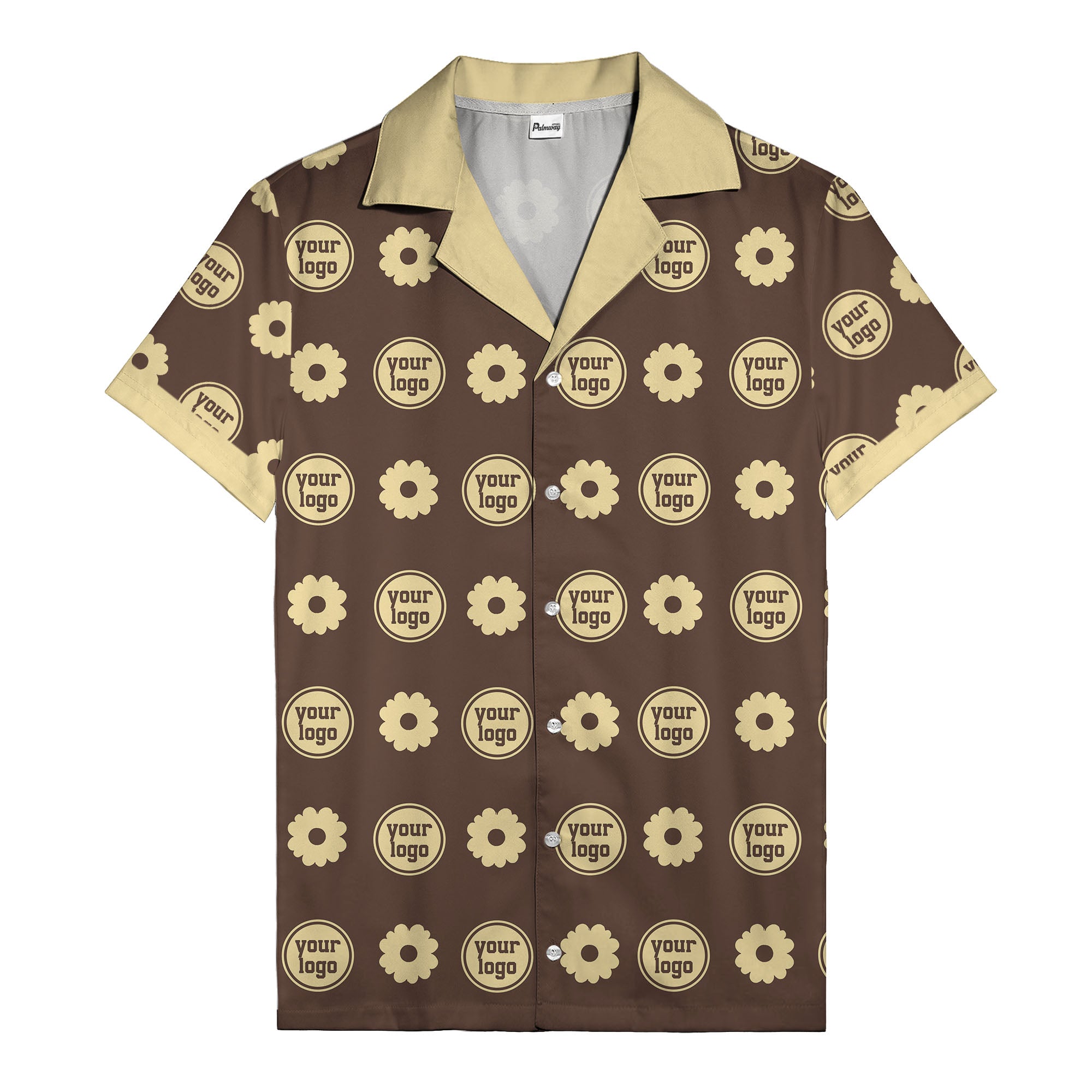 custom logo daisy repeat pattern hawaiian shirt for men