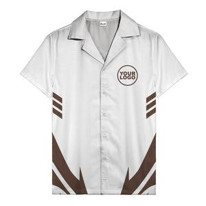 custom logo geometric stripes hawaiian shirt men's aloha button down