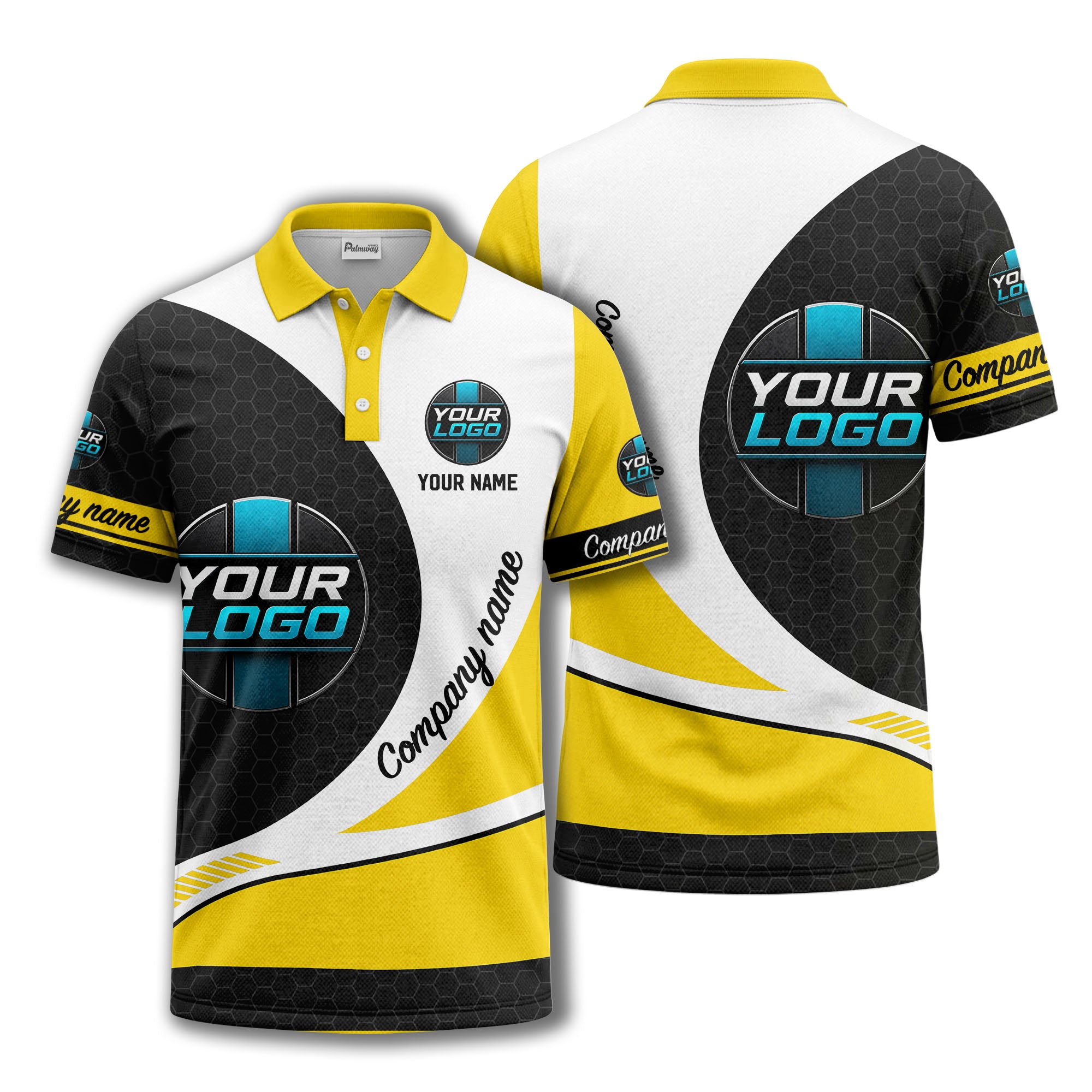 custom logo hexagon diagonal stripes polo shirt for men