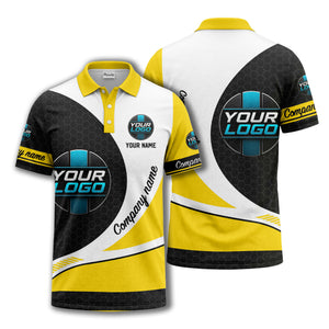 custom logo hexagon diagonal stripes polo shirt for men