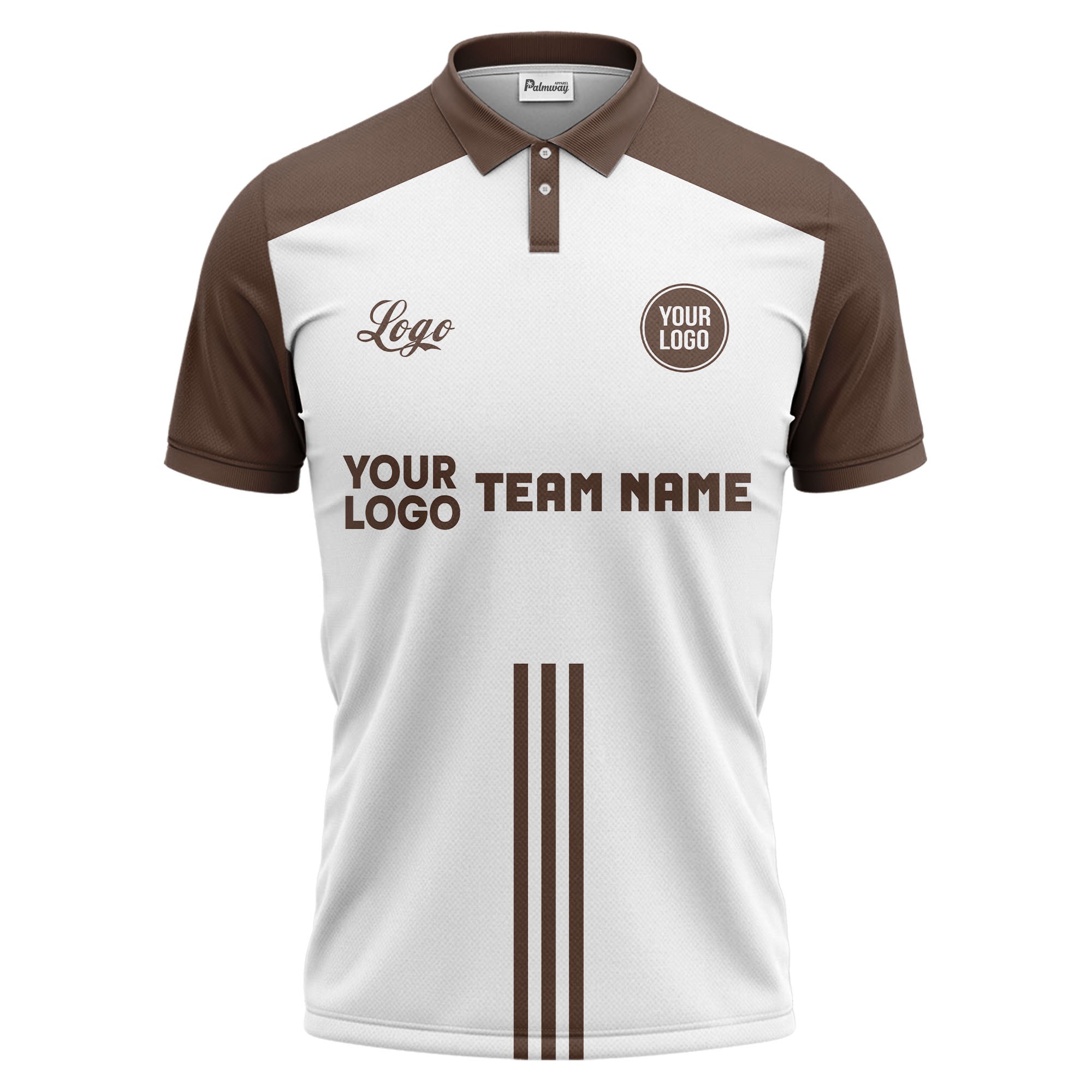 custom logo & team text white black sports jersey polo shirt for men