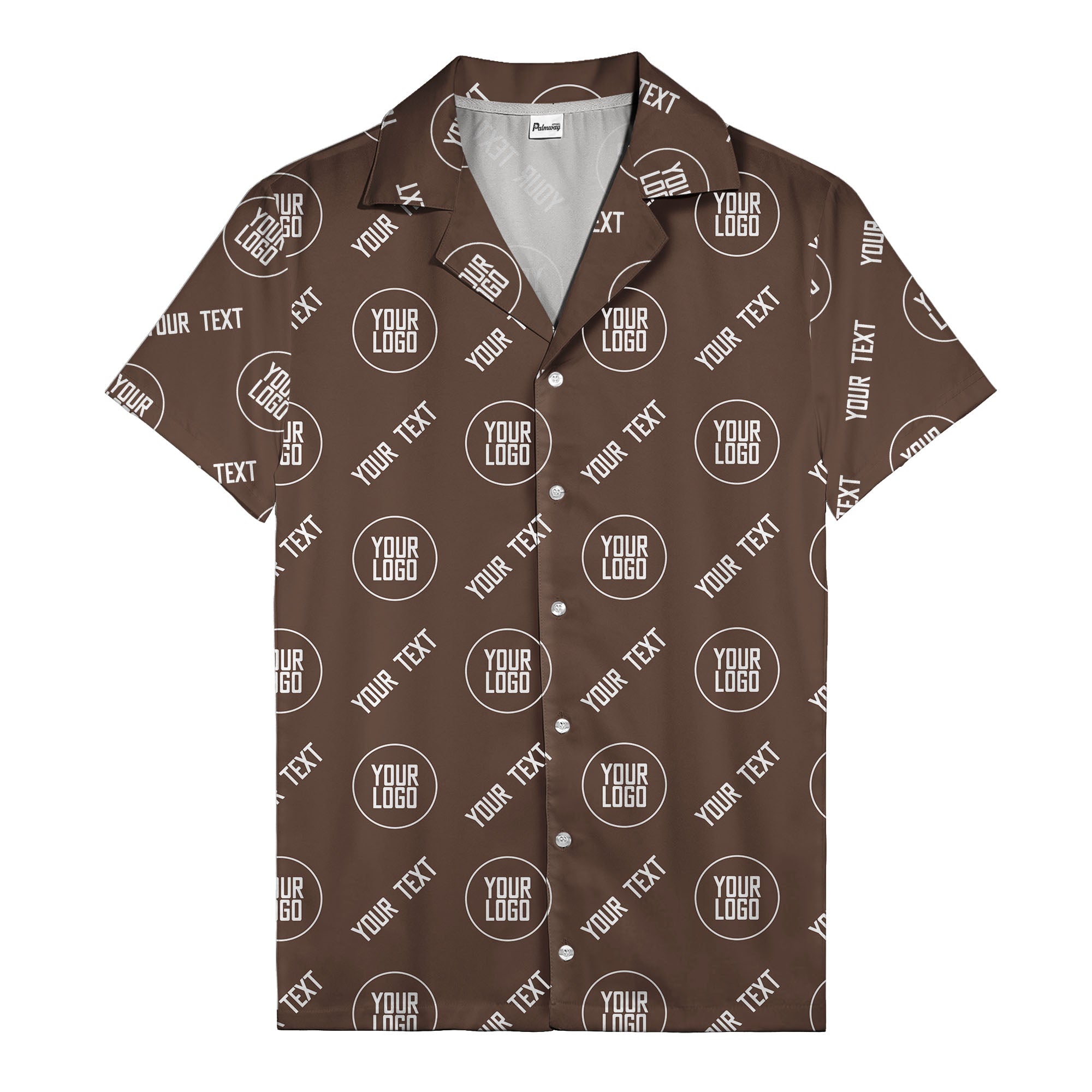custom logo & text circle repeat black white hawaiian shirt for men