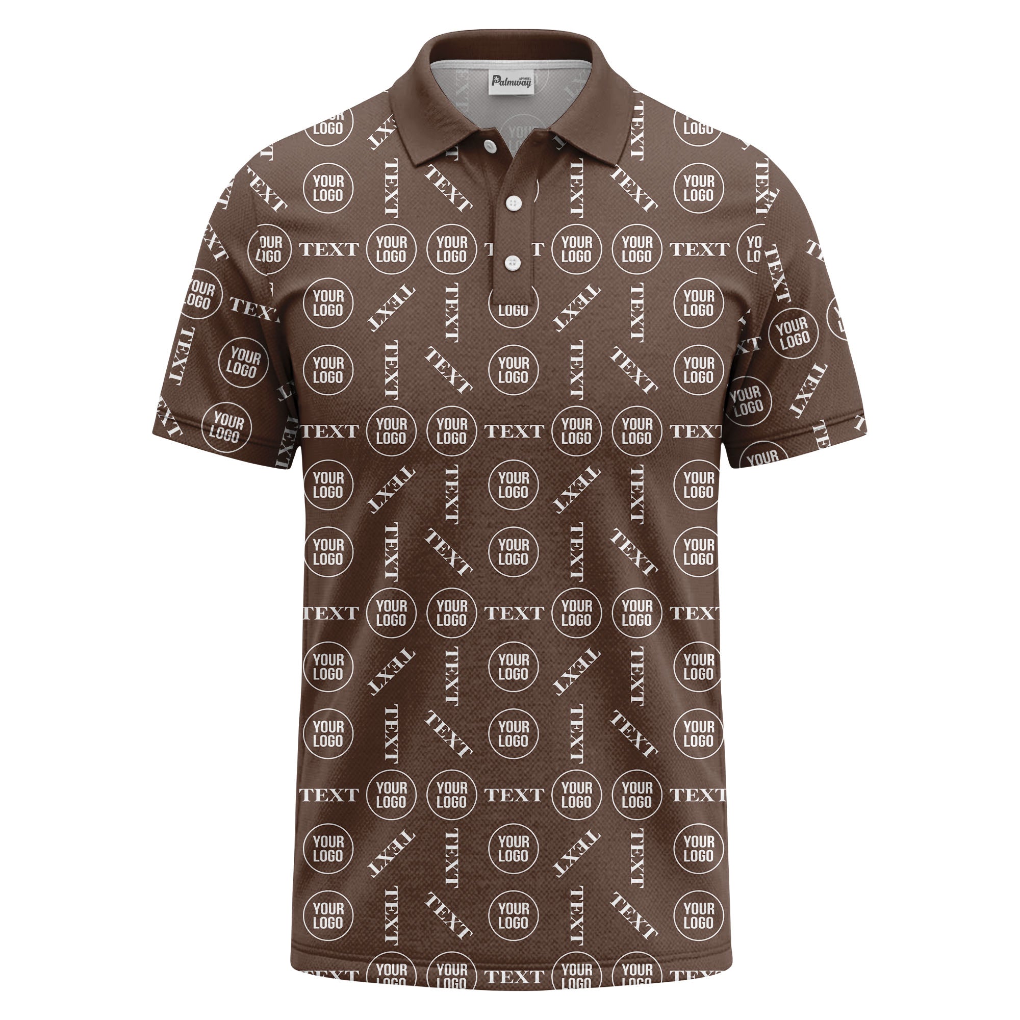 custom logo & text repeat all over print polo shirt