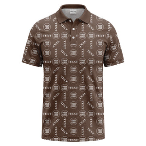 custom logo & text repeat all over print polo shirt