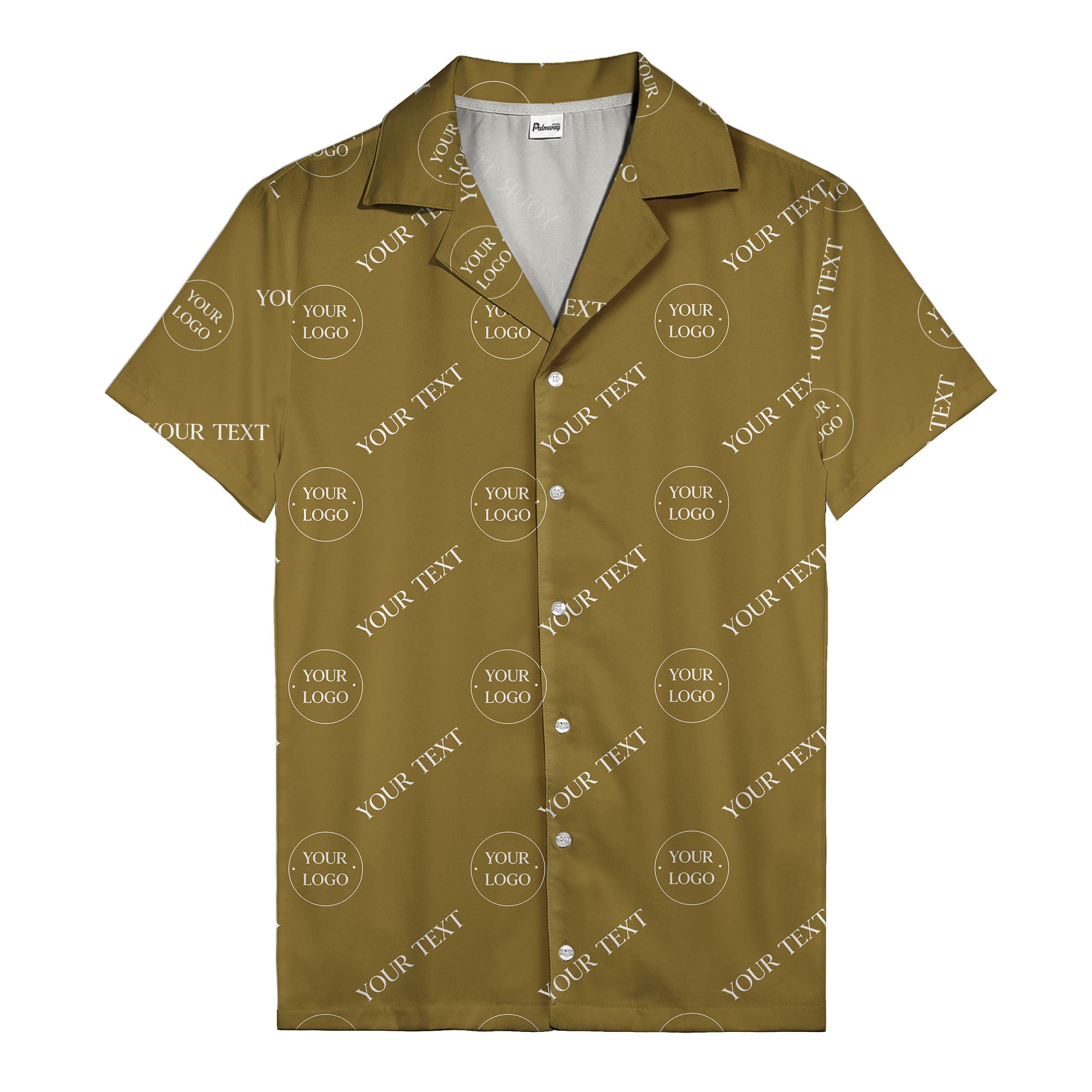custom logo & text repeat black hawaiian shirt for personalized branding