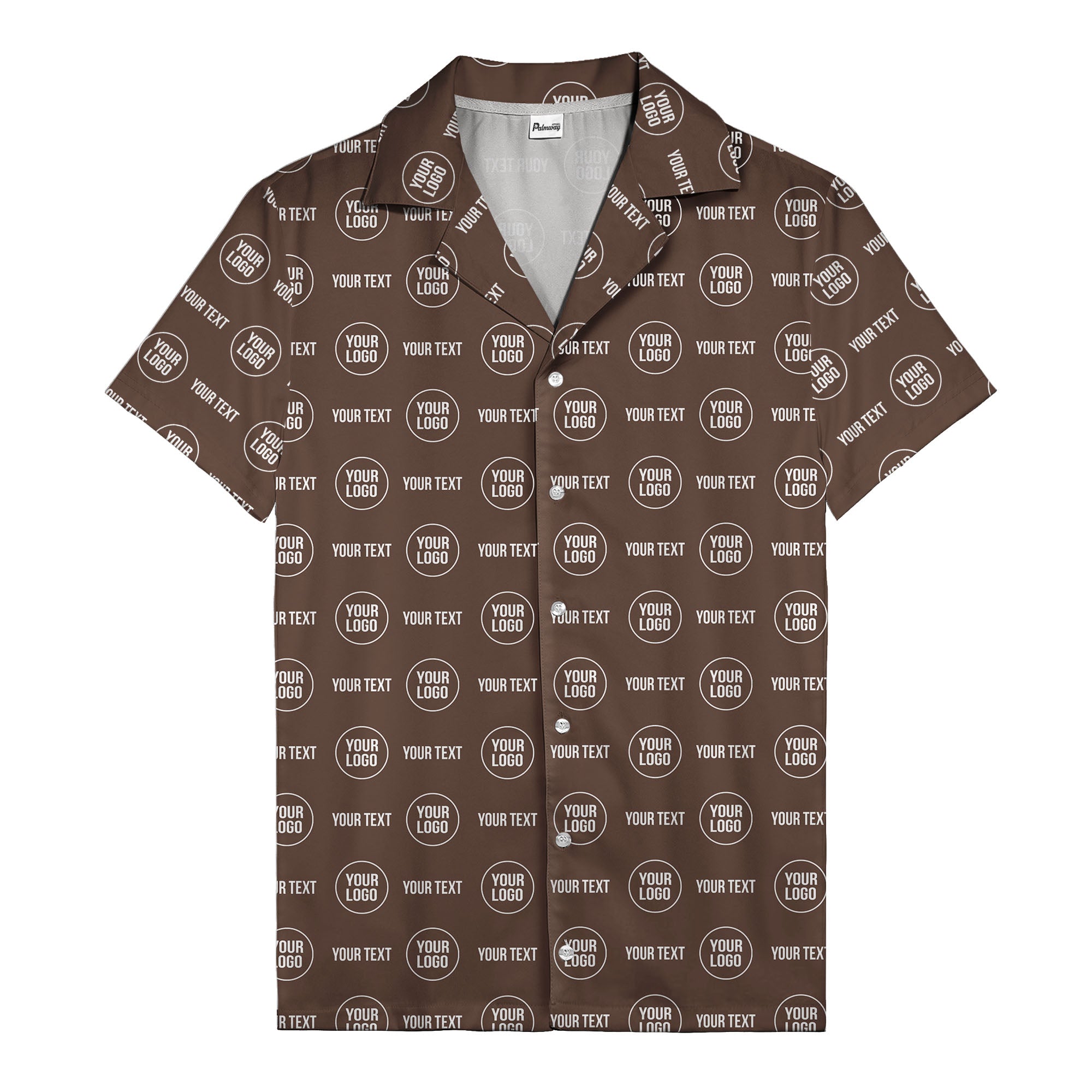 custom logo & text repeat pattern black hawaiian shirt for men