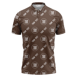custom logo & text repeat pattern black personalized polo shirt for men