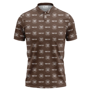 custom logo & text repeat pattern black polo shirt for men