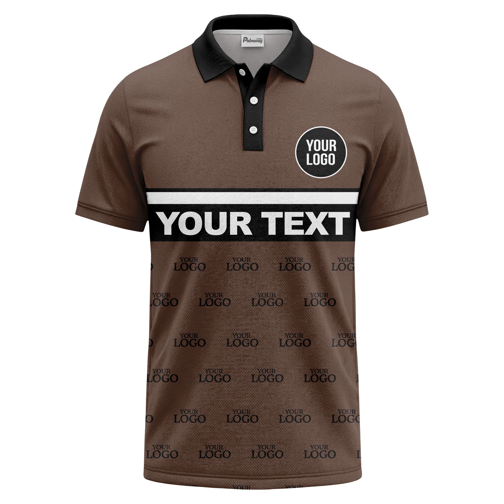 custom monogram logo repeat & text banner all over polo shirt