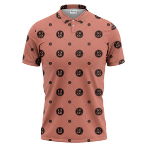 geometric logo repeating polo hawaiian shirt