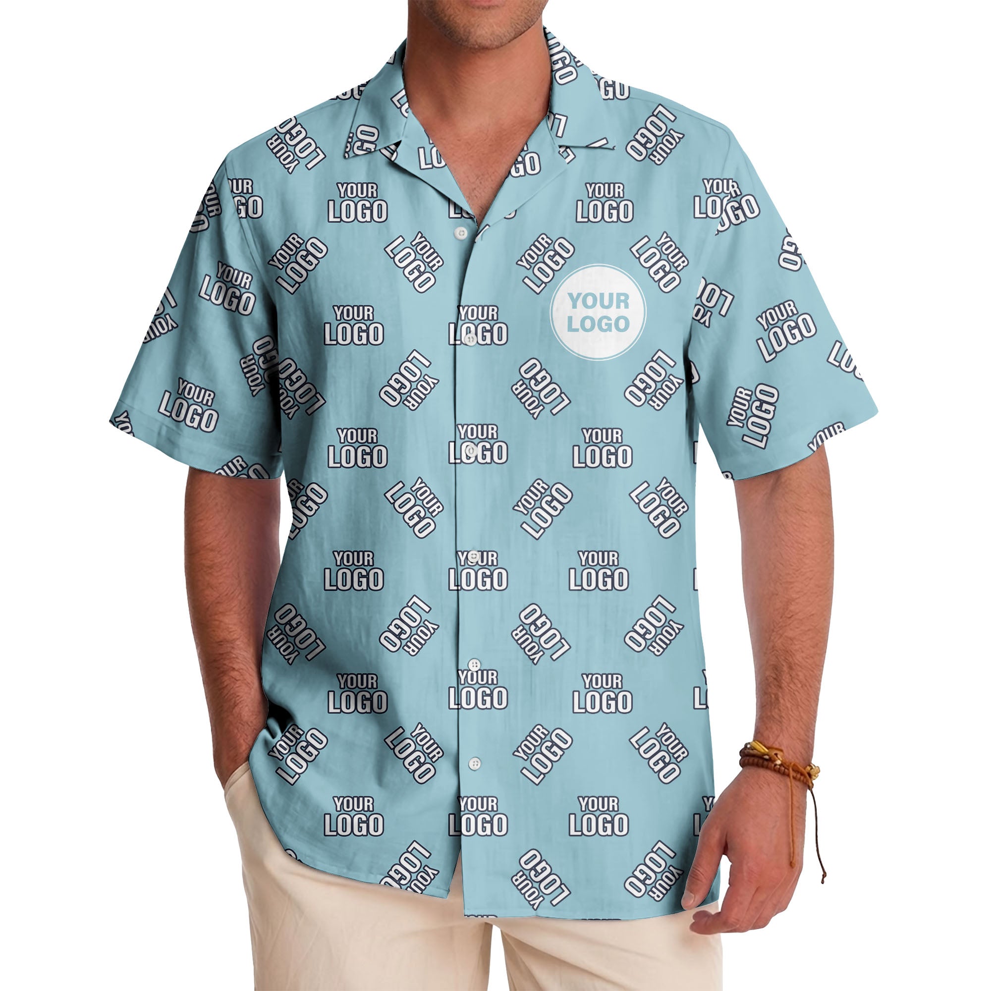custom multi color logo pattern repeat hawaiian shirt for personalized brand style