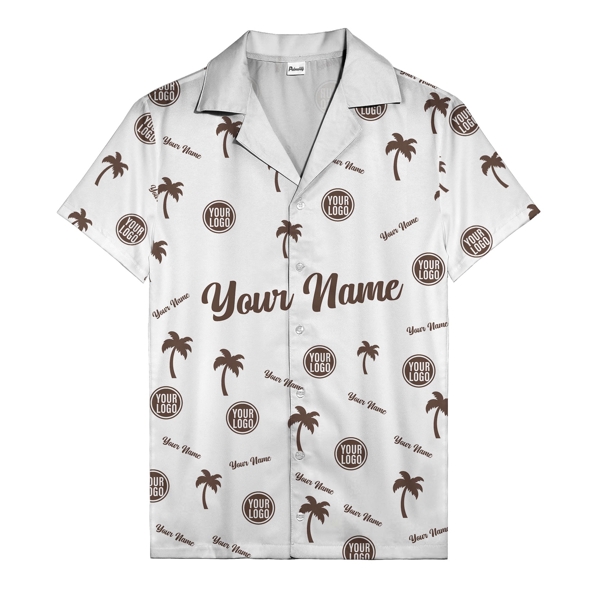 custom palm tree silhouette & name logo black white hawaiian shirt