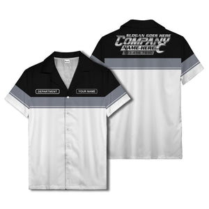 customizable department name gray stripe minimalist hawaiian shirt