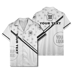 customizable diagonal stripe & logo repeating hawaiian shirt