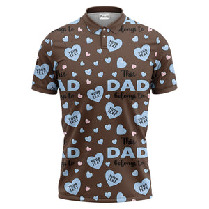 customizable hearts & text father's day all over print polo shirt for men