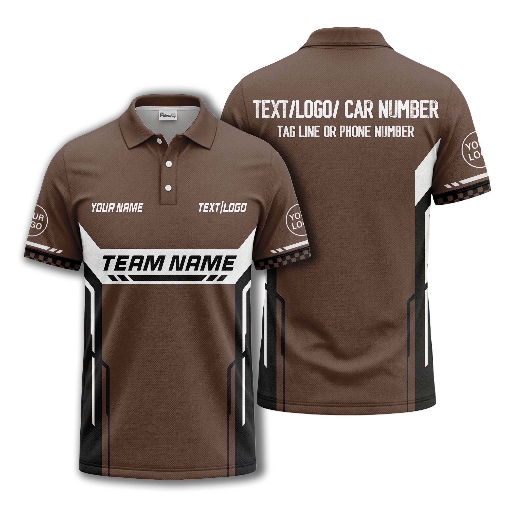customizable team name geometric stripes polo shirt for men