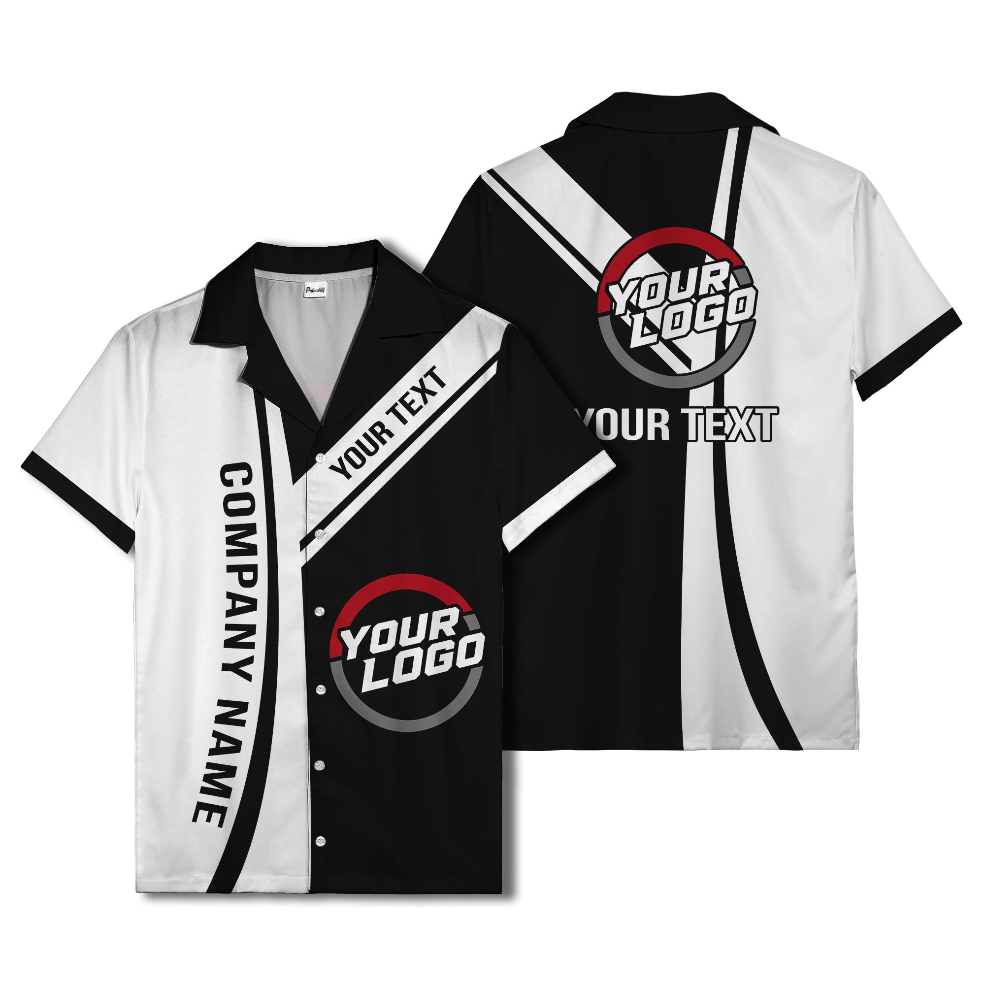 diagonal stripe custom logo company name hawaiian shirt for teams