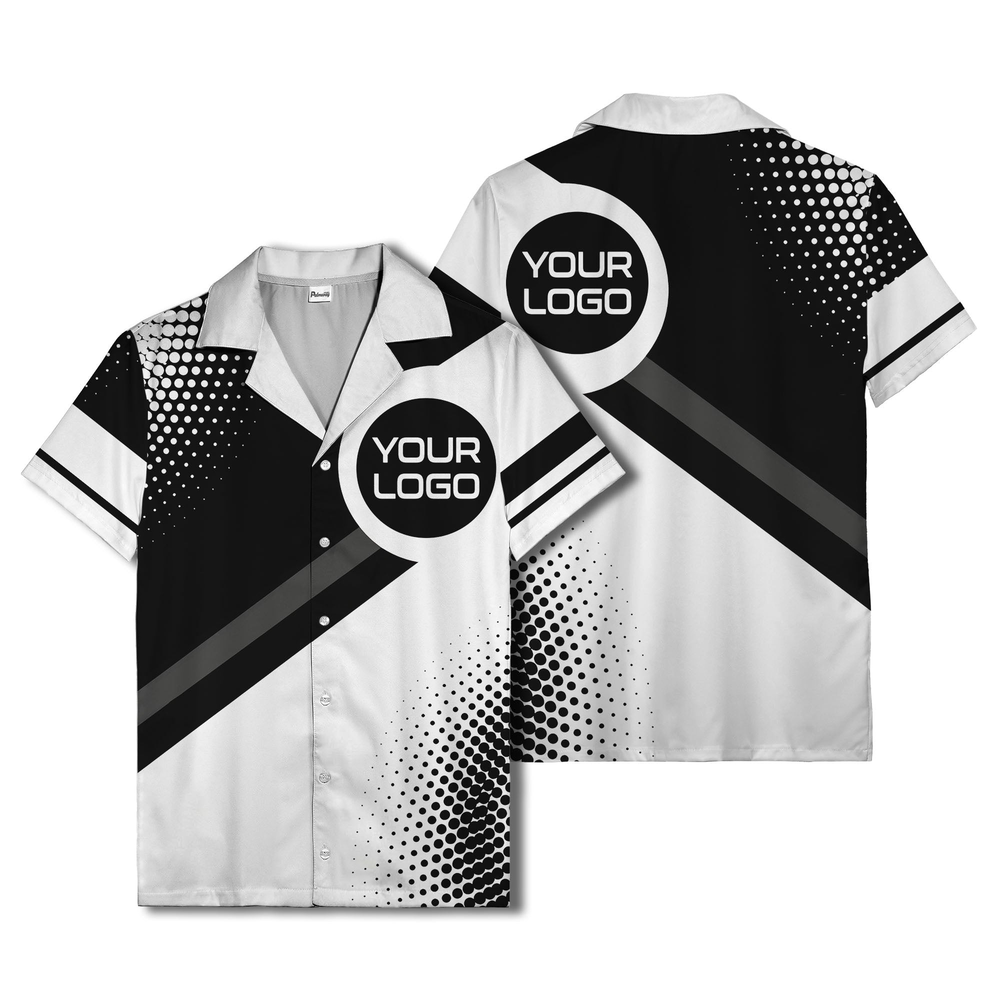 diagonal stripe logo modern hawaiian shirt