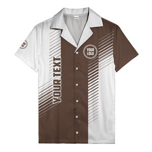 diagonal stripes & custom logo monochrome hawaiian shirt