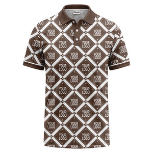 diamond grid logo repeat all over print polo shirt