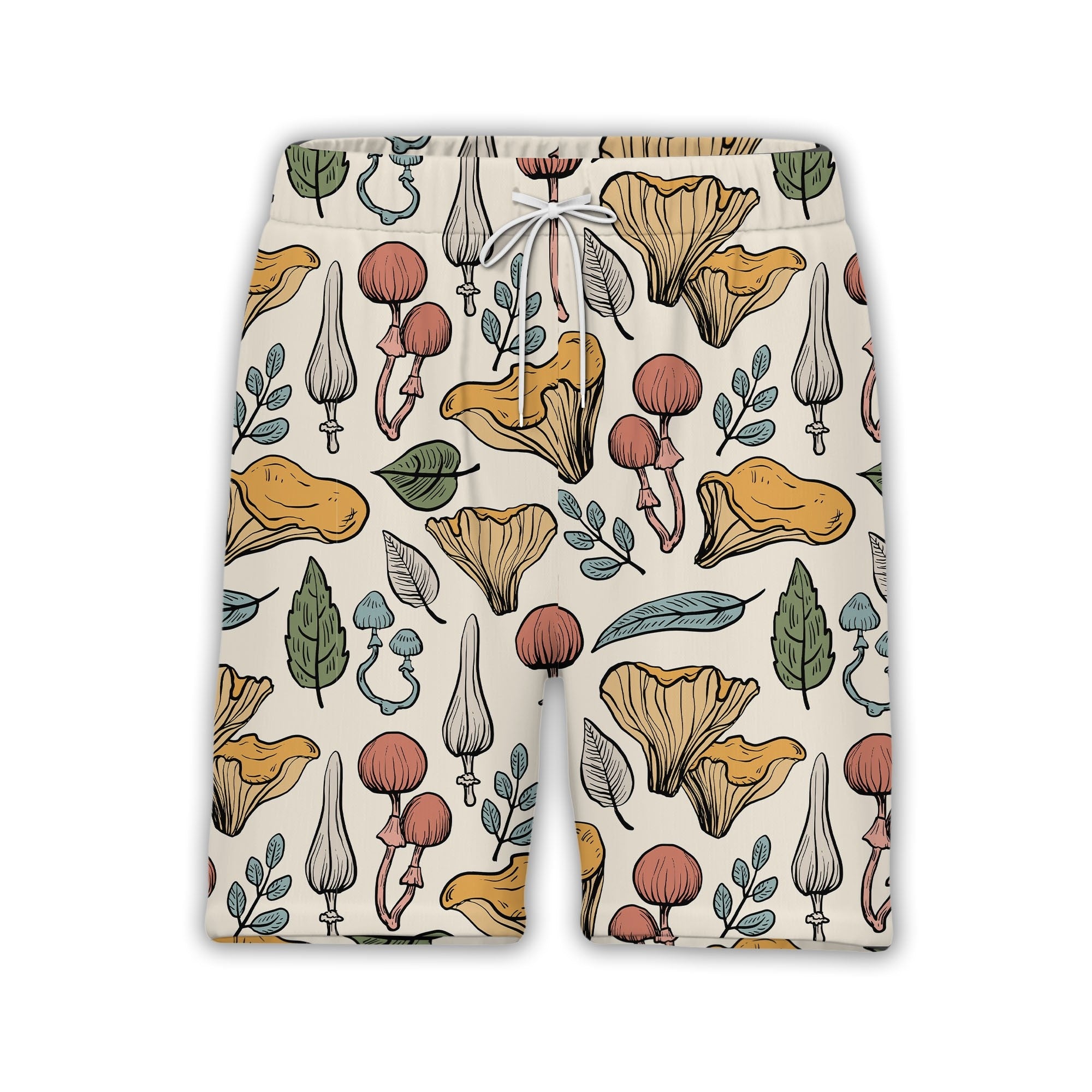 Dusty Rose Botanical Forest Mushroom Hawaiian Shirt Hand Drawn