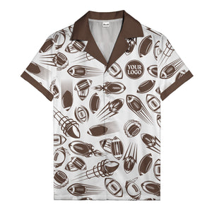 dynamic footballs & speed lines black white graphic hawaiian shirt for men