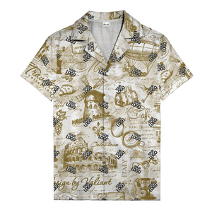 eiffel tower colosseum coffee sketch vintage travel hawaiian shirt