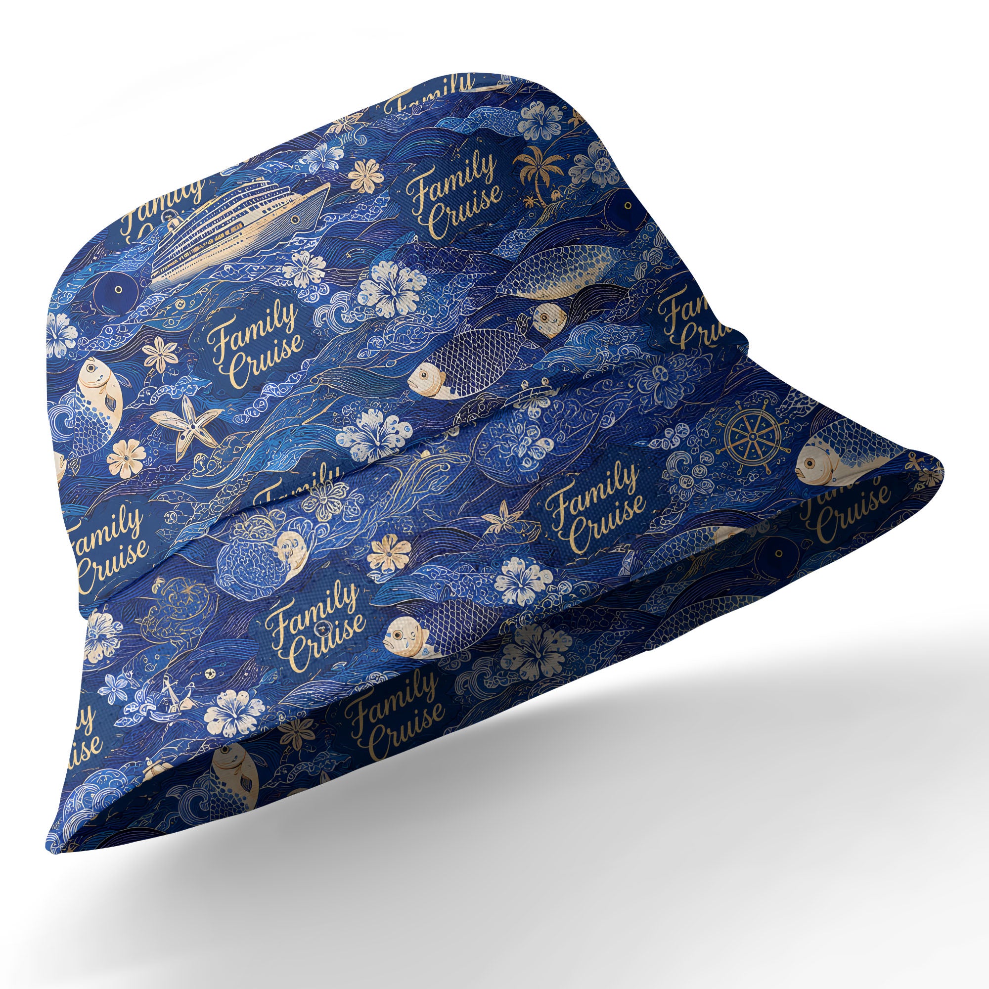family cruise ships & leaping fish ocean waves hawaiian shirt
