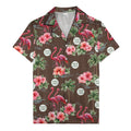 flamingo silhouettes palm trees hibiscus hawaiian shirt for men