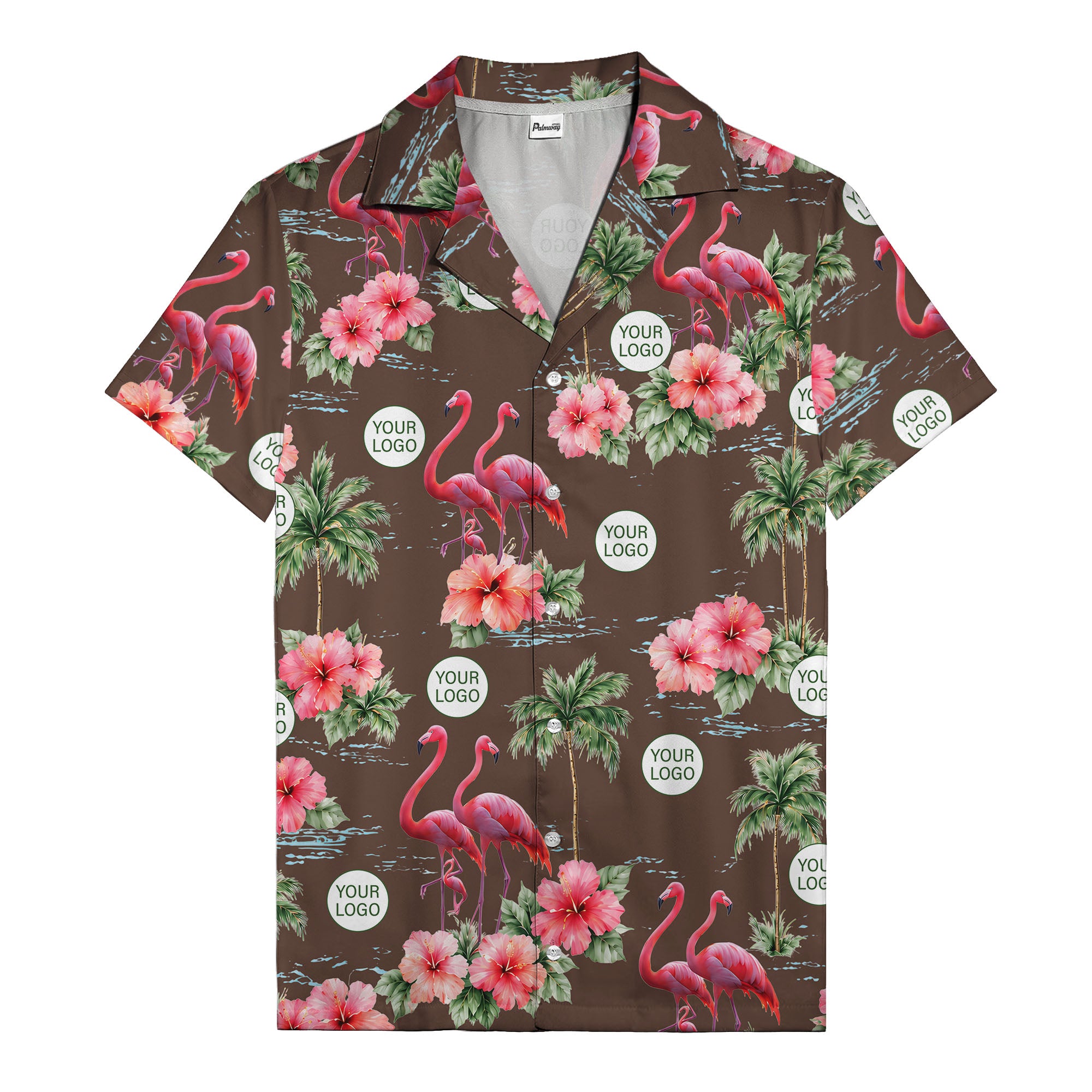 flamingo silhouettes palm trees hibiscus hawaiian shirt for men