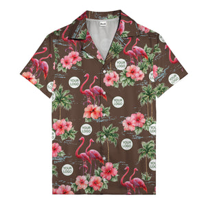 flamingo silhouettes palm trees hibiscus hawaiian shirt for men