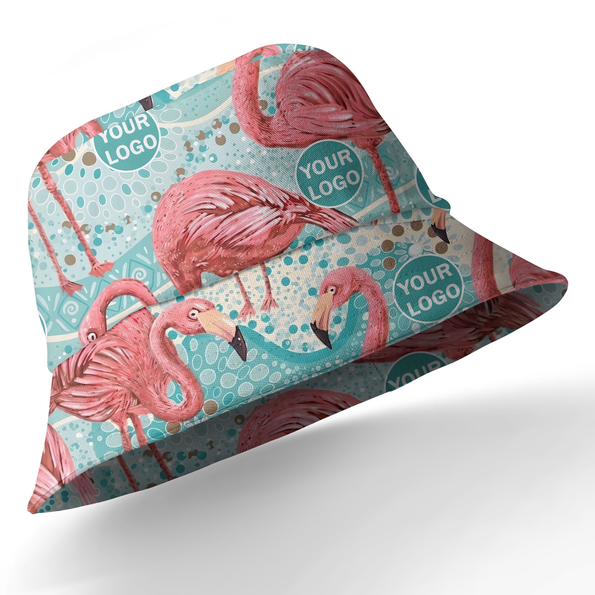 flamingo watercolor paradise pink birds teal circles hawaiian shirt