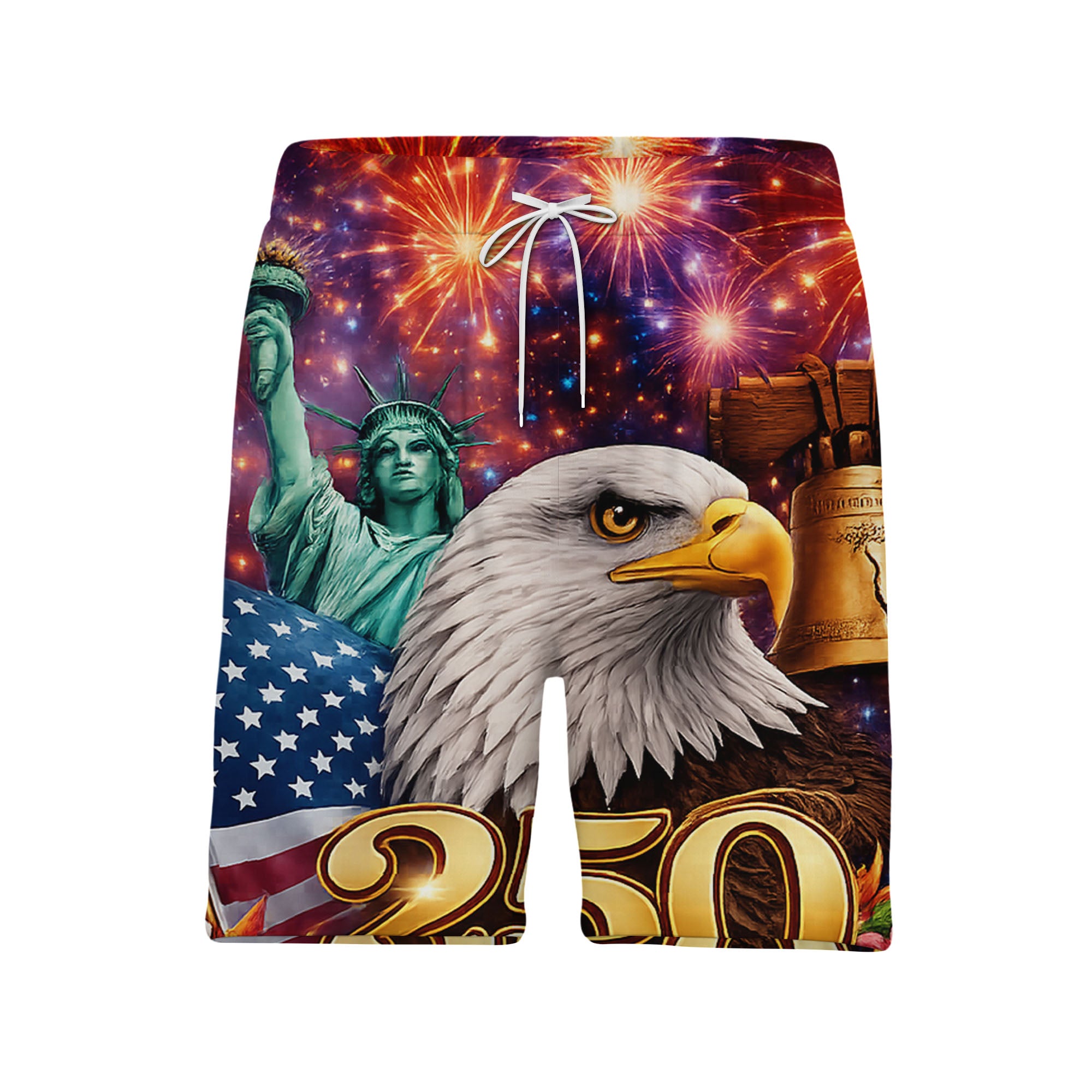 Freedom Floral Hawaiian Shirt - Statue of Liberty Eagle & Hibiscus 4th of July Print