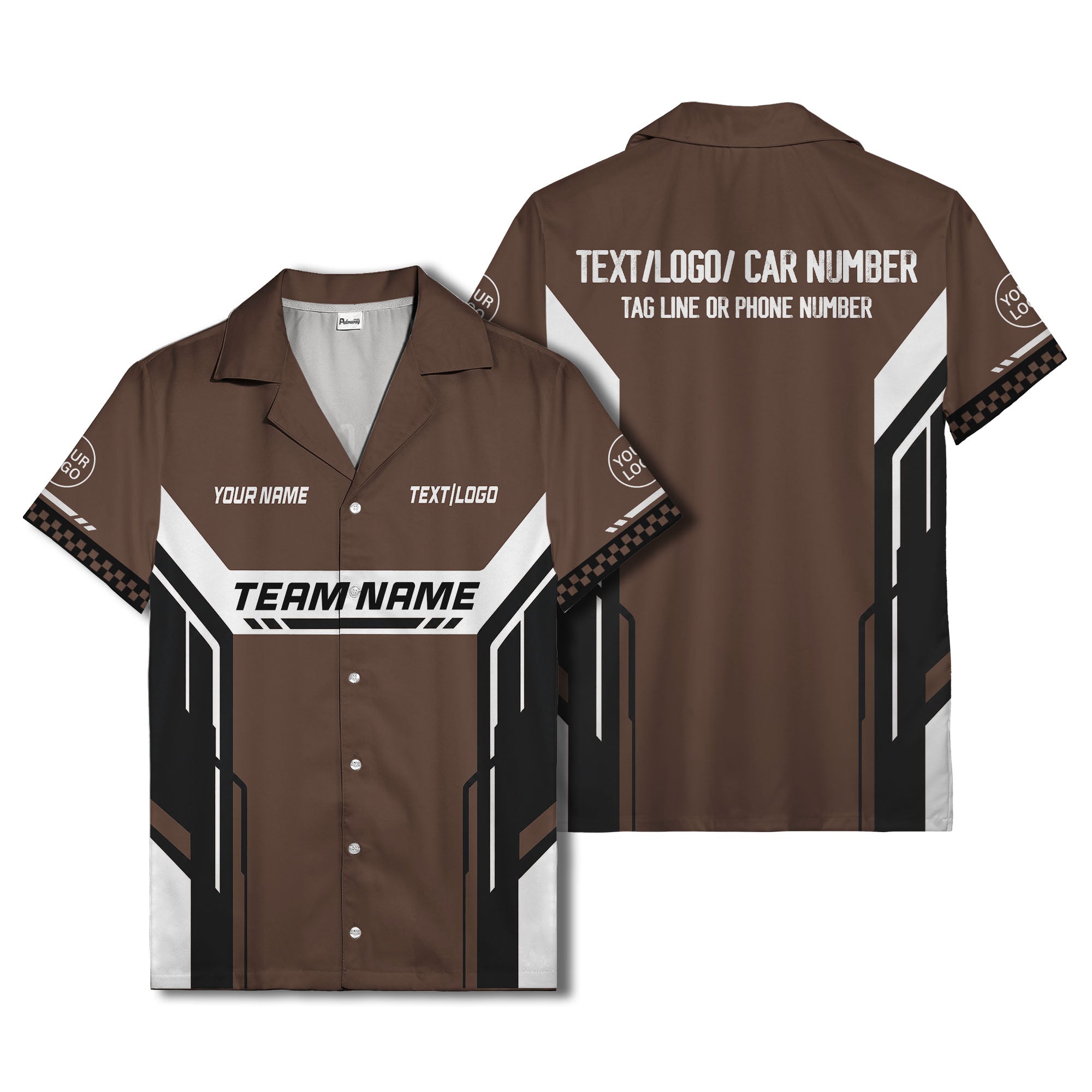 geometric stripes & custom text aloha hawaiian shirt for men