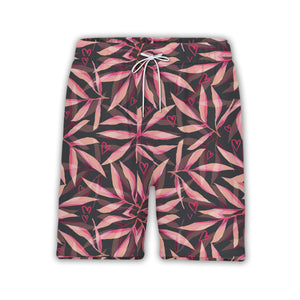 Glossy Hearts Hawaiian Shirt in Bright Pink and Red on Black Background