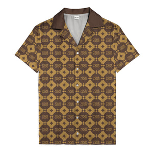 gold mon diamond lattice monogram hawaiian shirt for men