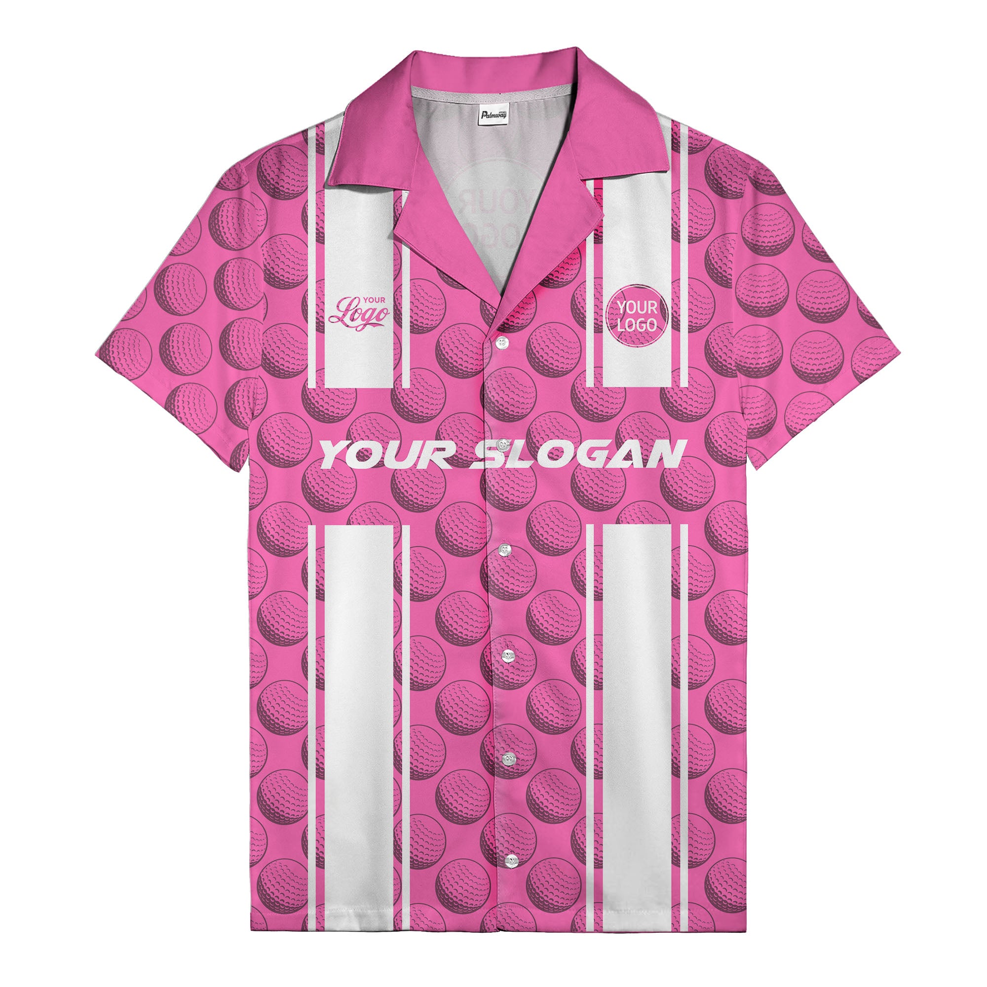 golf ball & white stripe repeat hawaiian shirt for golfers