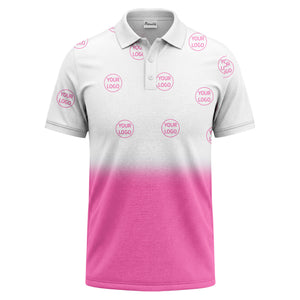 gradient black white custom logo repeat polo shirt