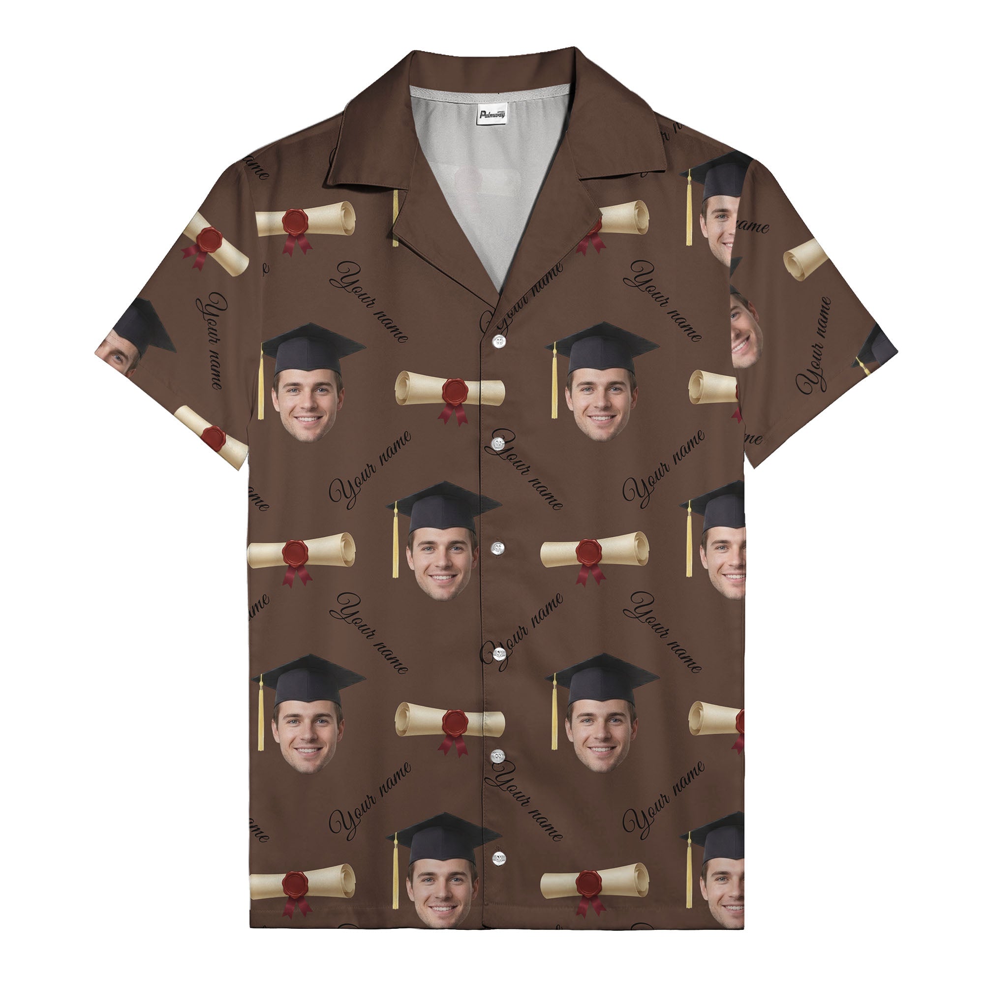 graduation caps diplomas & custom faces hawaiian shirt
