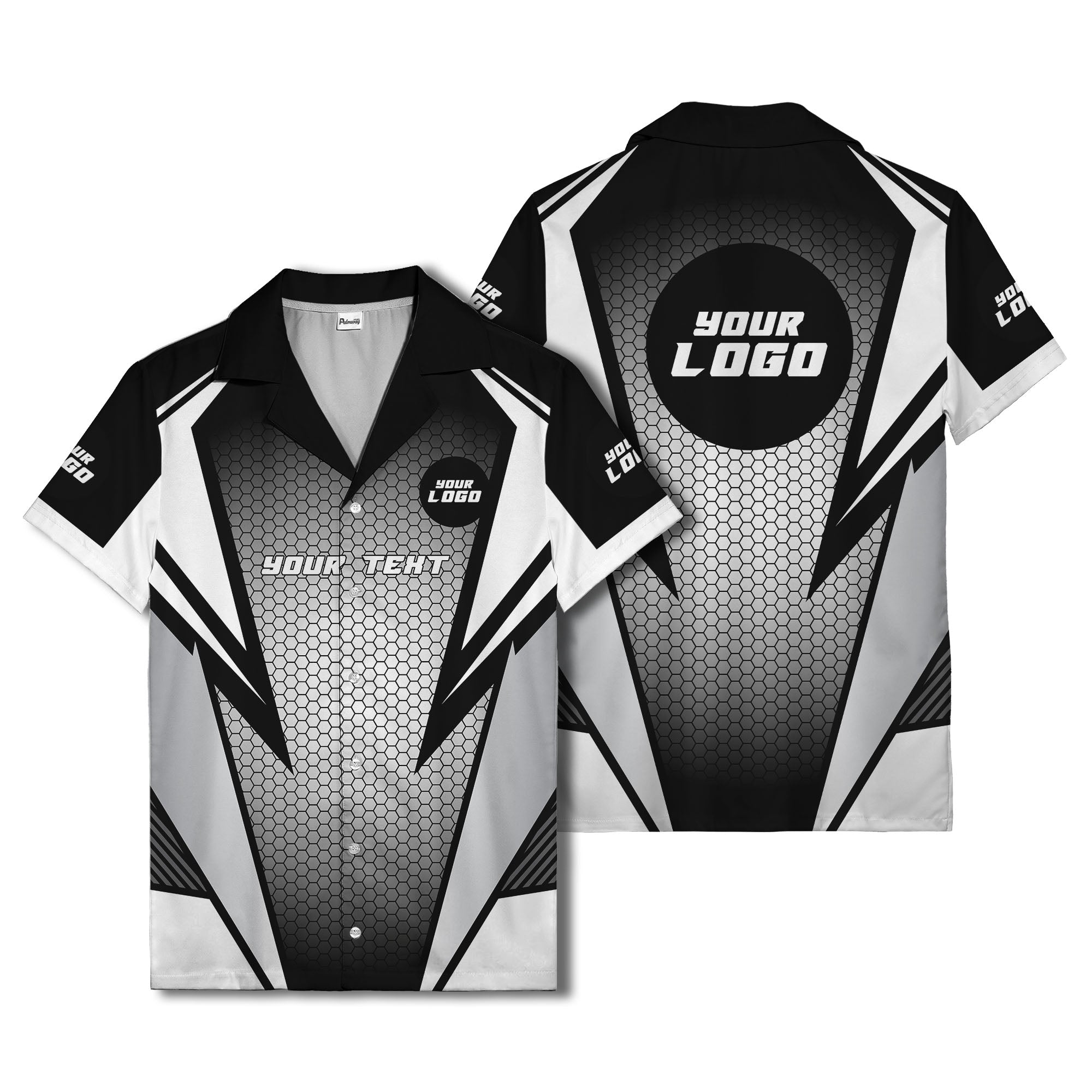 hexagon grid lightning bolt hawaiian shirt for men