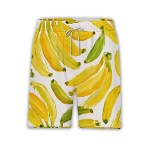 Illustrated Banana and Leaf Hawaiian Shirt on Charcoal Black