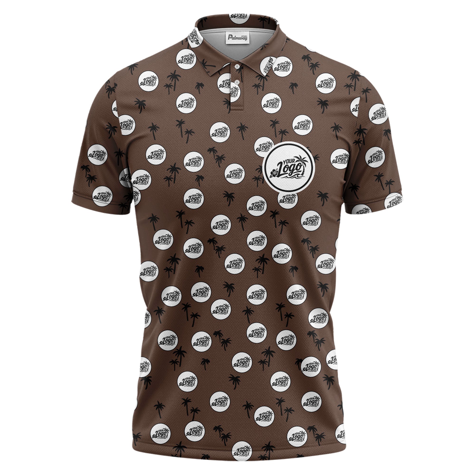 illustrated black tropical palm trees repeating polo shirt for summer beach days