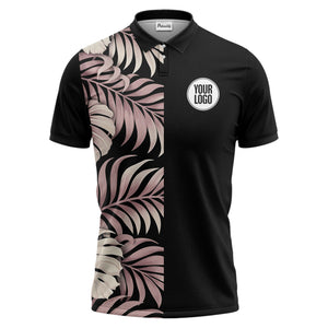 illustrated tropical leaf floral summer polo shirt for vacation vibes