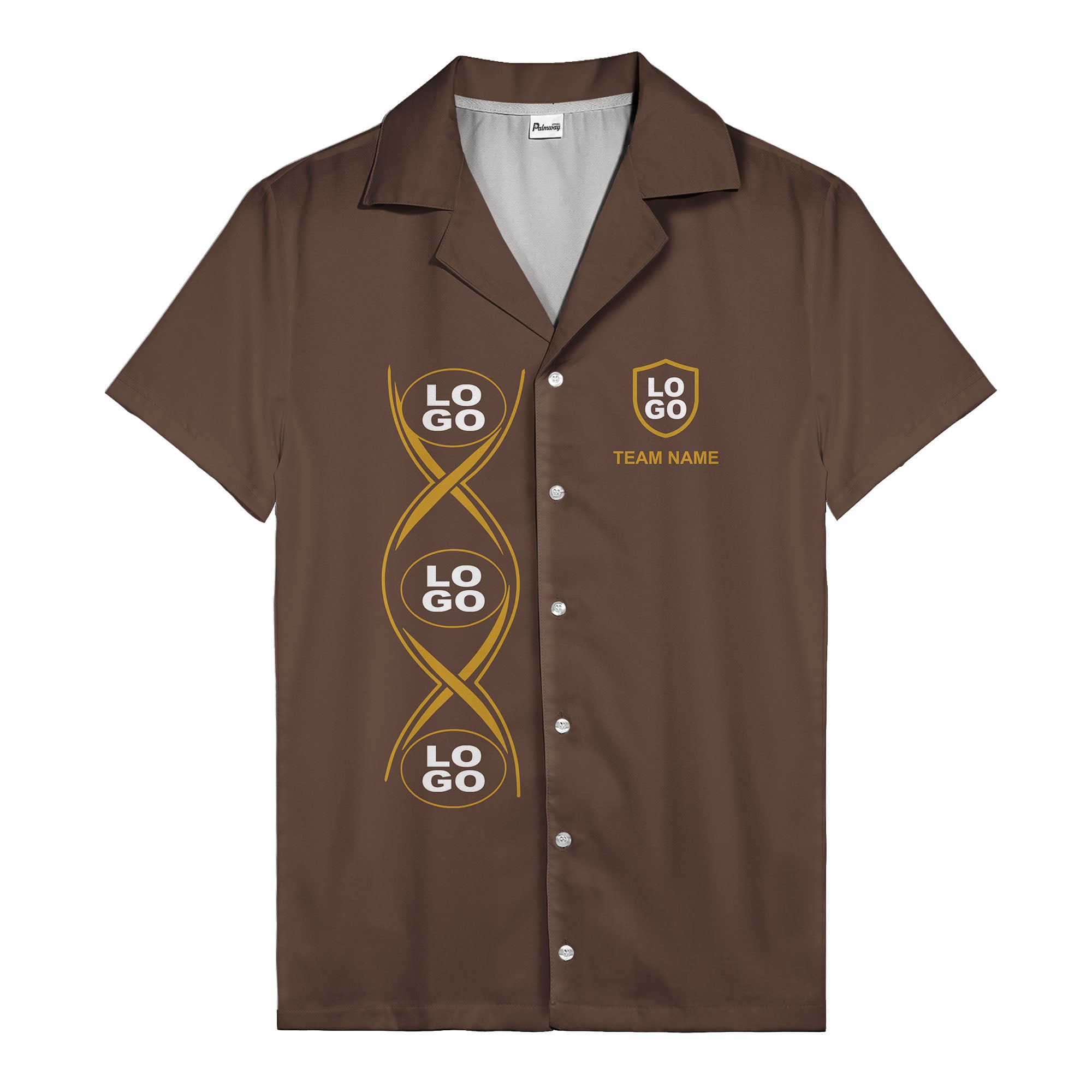 infinity symbol & shield crest black gold hawaiian shirt for men