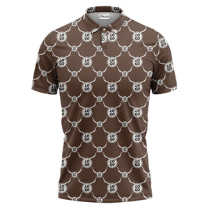 interlocking chain link logo repeat monochrome graphic polo shirt for men