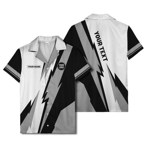 lightning bolt & diagonal stripe graphic hawaiian shirt for men