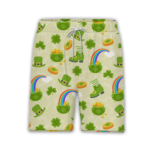 Lucky Leprechaun Hawaiian Shirt with Shamrocks Rainbows and Pots of Gold