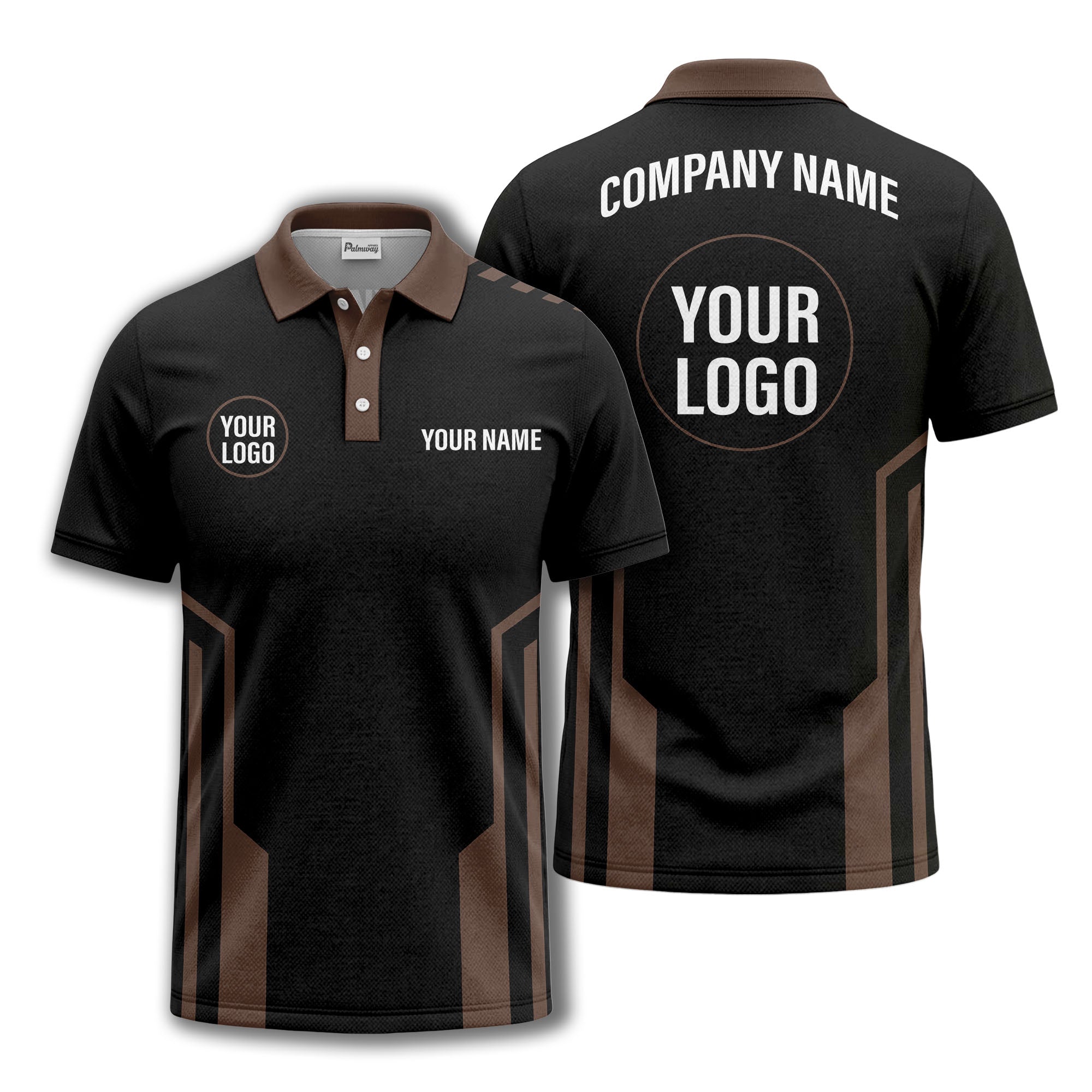 modern black white geometric stripes custom logo polo shirt